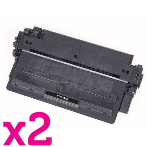 2 x Q7516A (16A) Generic Black Toner Cartridge - 12,000 Pages