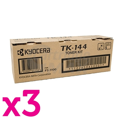 3 x Original Kyocera TK-144 Black Toner Cartridge FS