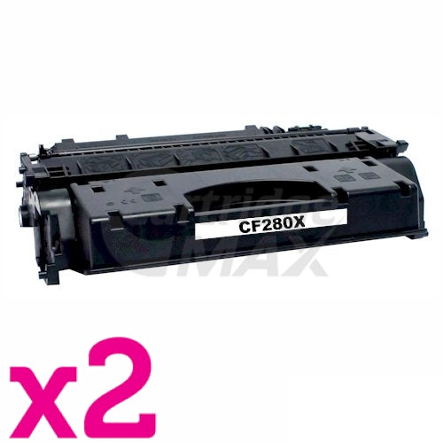 2 x HP CF280X (80X) Generic Black Toner Cartridge - 6,900 Pages