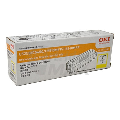 OKI C5250 / 5450 / 5510MFP / 5540MFP Original Yellow Toner Cartridge - 5,000 pages (42127458)