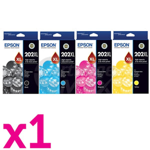 4 Pack Original Epson 202XL (C13T02P192-C13T02P492) High Yield Ink Combo [1BK,1C,1M,1Y]