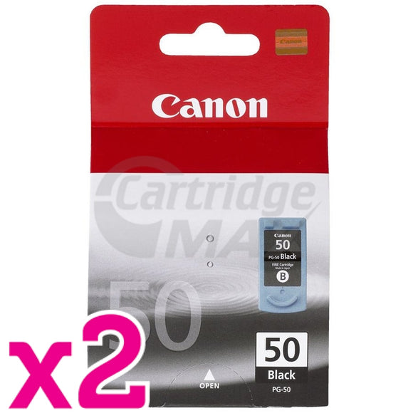 2 x Original Canon PG-50 Black High Yield Ink Cartridge