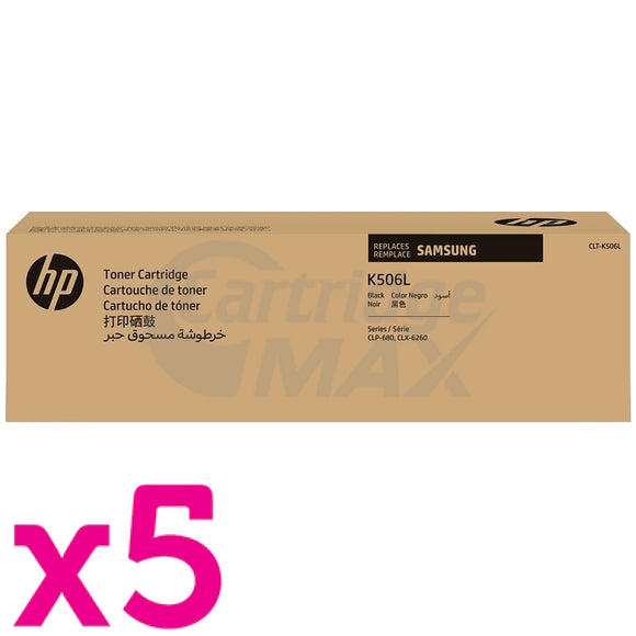 5 x Original Samsung CLP-680, CLX-6260 [CLT-K506L K506L] Black Toner Cartridge SU173A