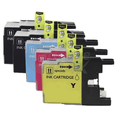 5 Pack Brother LC40 Generic Ink Cartridges [2BK,1C,1M,1Y]