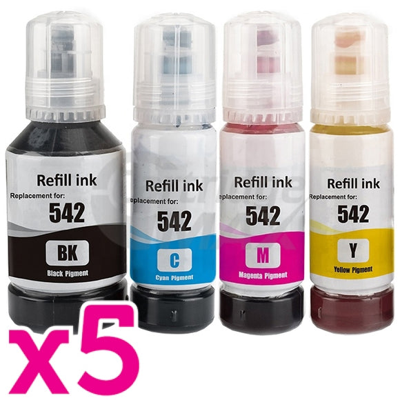 20-Pack Epson T542 Generic Ink Bottle Combo [5BK+5C+5M+5Y]