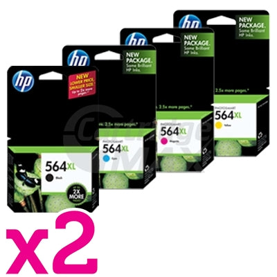 2 sets of 4 Pack HP 564XL Original Inkjet Cartridges CN684WA+CB323WA-CB325WA [2BK,2C,2M,2Y]