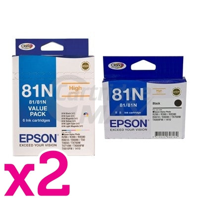 14-Pack Original Epson T0811 81N HY Ink Cartridges [C13T111792+C13T111192] [4BK,2C,2M,2Y,2LC,2LM]