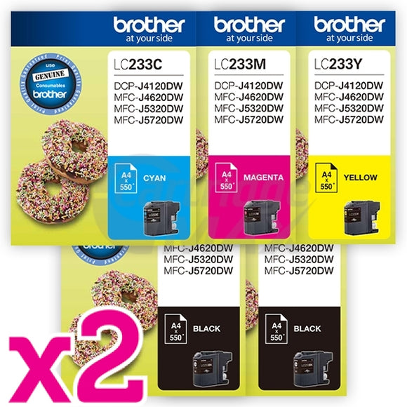 10 Pack Original Brother LC-233 Ink Combo [4BK+2C+2M+2Y]