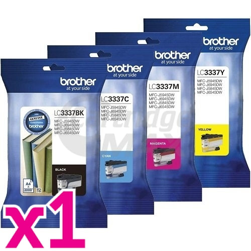 4 Pack Brother LC-3337 Original High Yield Ink Cartridge Combo [1BK, 1C, 1M, 1Y]