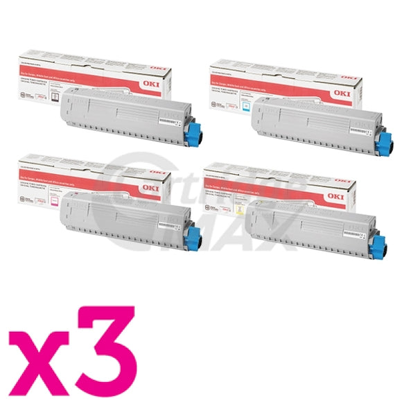 3 Sets of 4 Pack OKI C834 Original Toner Cartridge Combo 46861312 - 46861309 [3BK,3C,3M,3Y]