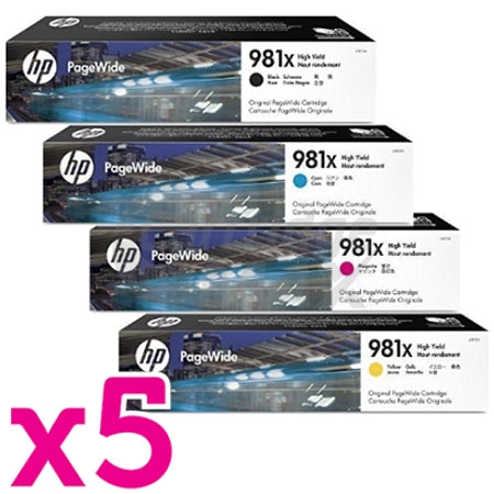 5 Sets of 4 Pack HP 981X Original High Yield Inkjet Combo L0R12A - L0R09A [5BK,5C,5M,5Y]