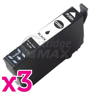 3 x Epson 288XL (C13T306192) Generic Black High Yield Inkjet Cartridges