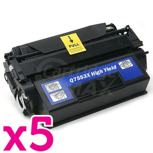 5 x HP Q7553X (53X) Generic Black Toner Cartridge - 7,000 Pages