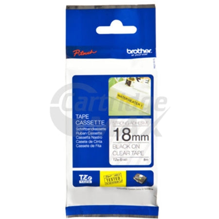Brother TZe-S141 Original 18mm Black Text on Clear Strong Adhesive Laminated Tape - 8 metres