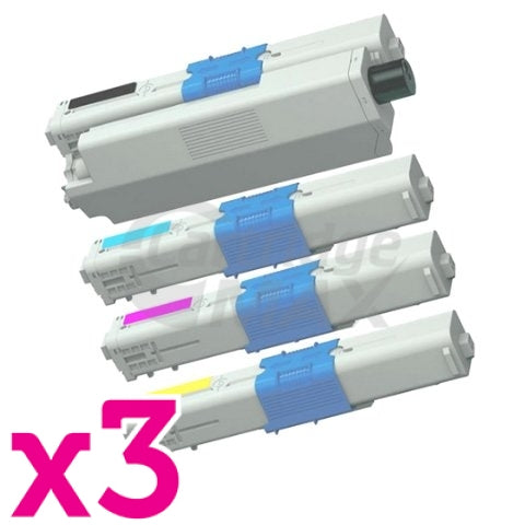 3 Sets of 4 Pack Generic OKI C301 / C321 Toner Cartridges Combo (44973545-44973548) [3BK,3C,3M,3Y]