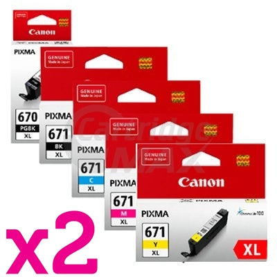 10 Pack Original Canon PGI-670XL, CLI-671XL High Yield Inkjet Combo [2BK,2PBK,2C,2M,2Y]