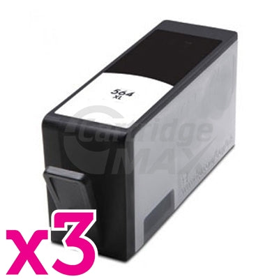 3 x HP 564XL Generic Black High Yield Inkjet Cartridge CN684WA - 550 Pages