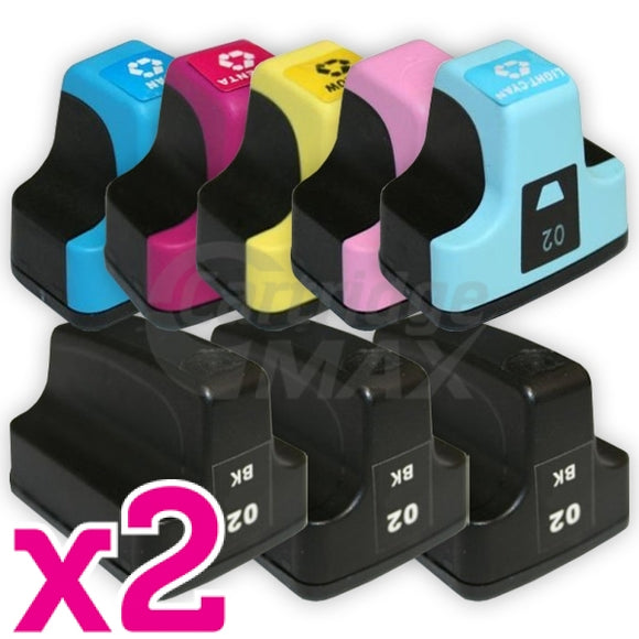 16 Pack HP 02 Generic Inkjet Cartridges C8721WA-C8775WA [6BK,2C,2M,2Y,2LC,2LM]