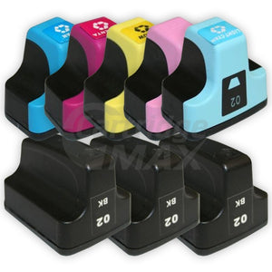 8 Pack HP 02 Generic Inkjet Cartridges C8721WA-C8775WA [3BK,1C,1M,1Y,1LC,1LM]