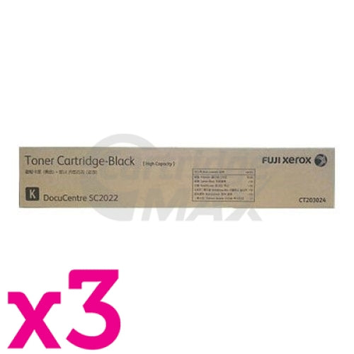 3 x Fuji Xerox DocuCentre SC2022 Original Black Toner Cartridge CT203024 - 12,500 pages