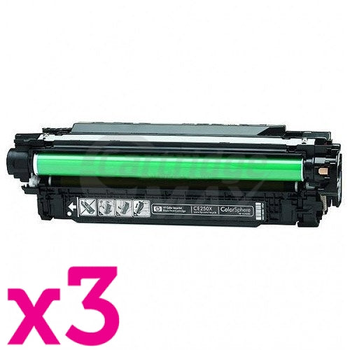 3 x HP CE250X (504X) Generic Black Toner Cartridge - 10,500 Pages
