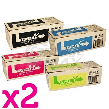 2 sets of 4 Pack Original Kyocera TK-544 Toner Cartridges FS-C5100DN [2BK,2C,2M,2Y]
