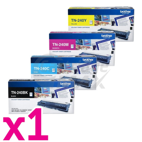 4 Pack Brother TN-240 Original Toner Cartridges Combo [1BK,1C,1M,1Y]