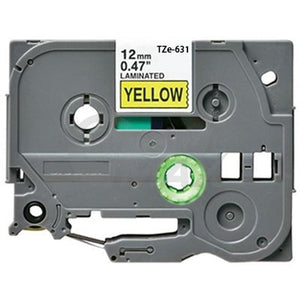 Brother TZe-631 Generic 12mm Black Text on Yellow Laminated Tape - 8 meters