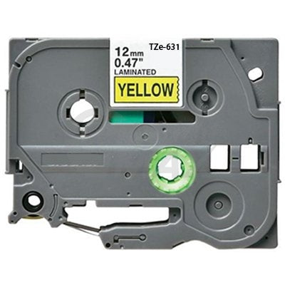 Brother TZe-631 Generic 12mm Black Text on Yellow Laminated Tape - 8 meters