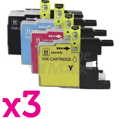 12 Pack Brother LC40 Generic Ink Cartridges [3BK,3C,3M,3Y]