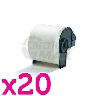 20 x Brother DK-11202 Generic Black Text on White Die-Cut Paper Label Roll 62mm x 100mm - 300 labels per roll
