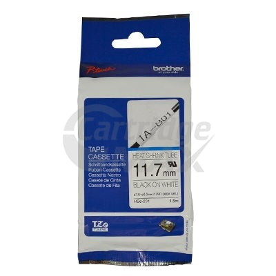 Brother HSe-231 Original 11.7mm Black Text on White Heat Shrink Tube Tape - 1.5 meters