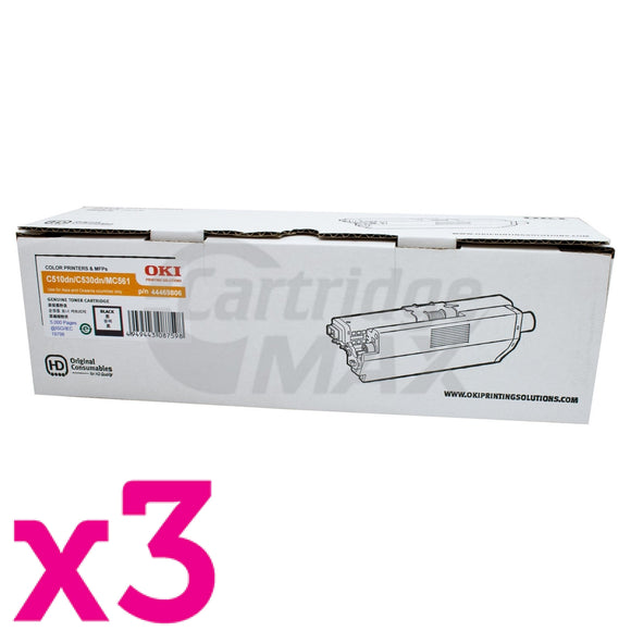 3 x OKI Original C510DN,C530DN,MC561 Black Toner Cartridge - 5,000 pages (44469806)