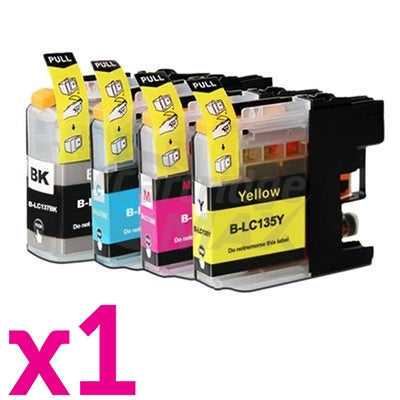 4 Pack Generic Brother LC-137XLBK + LC-135XLC/M/Y Ink Cartridges [1BK,1C,1M,1Y]