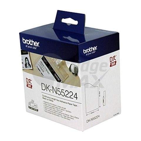 Brother DK-N55224 Original Black Text on White Continuous Paper Label Roll Non-Adhesive 54mm x 30.48m