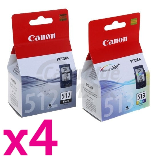 8 Pack Canon PG-512 CL-513 Original High Yield Inkjets [4BK,4C]