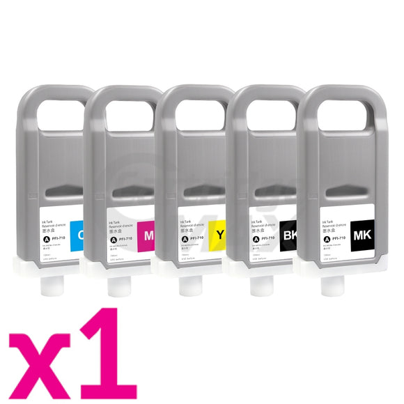 5 Pack Canon PFI-710 Generic Ink Cartridge Combo [1BK,1MBK,1C,1M,1Y]