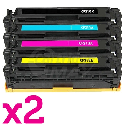 2 Sets of 4 Pack HP CF210X-CF213A (131X / 131A) Generic Toner Cartridges [2BK,2C,2M,2Y]