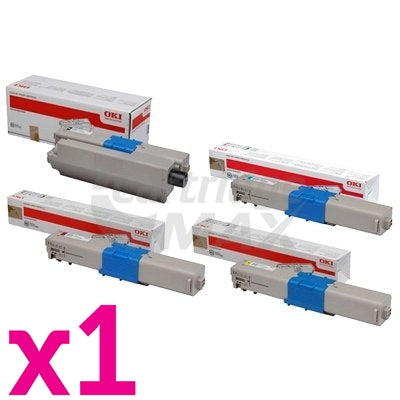 4 Pack Original OKI C301/ C321 Toner Combo (44973545-44973548) [1BK,1C,1M,1Y]