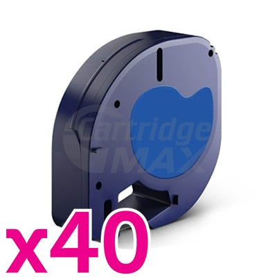40 x Dymo SD91201 / 91331 Generic 12mm x 4m Black on White LetraTag Label Plastic Tape