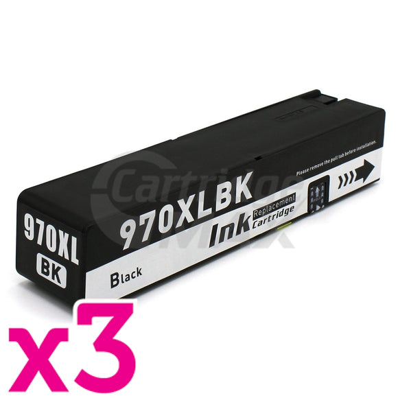 3 x HP 970XL Generic Black High Yield Inkjet Cartridge CN625AA - 9,200 Pages