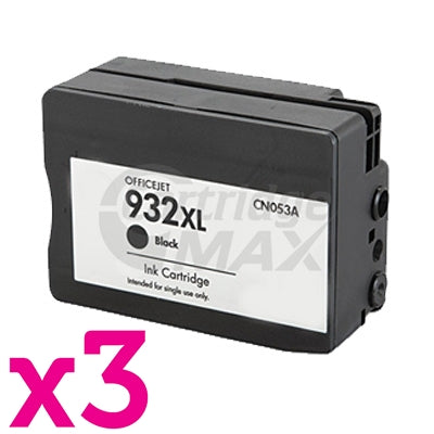 3 x HP 932XL Generic Black High Yield Inkjet Cartridge CN053AA