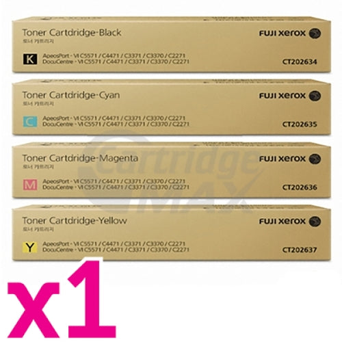 4 Pack Fuji Xerox DocuCentre-VI C5571, C7771 Original Toner Cartridges (CT202634-CT202637) [1BK,1C,1M,1Y]