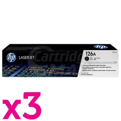 3 x HP CE310A (126A) Original Black Toner Cartridge  - 1,200 Pages