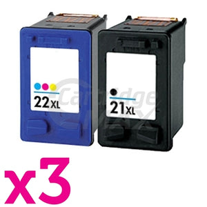 6 Pack HP 21XL + 22XL Generic Inkjet Cartridges C9351CA + C9352CA [3BK,3CL]