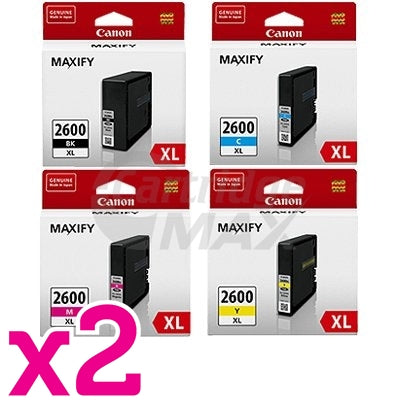 8 Pack Canon PGI-2600XL Original High Yield Ink Cartridge [2BK,2C,2M,2Y]