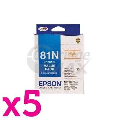 5 x Value Pack - Original Epson 81N HY Ink Cartridges [C13T111792] [5BK,5C,5M,5Y,5LC,5LM]