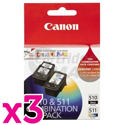 3 x Canon PG-510 + CL-511 Original Ink Twin Pack (PG510CL511CP) [3BK,3C]