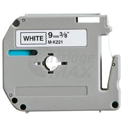 Brother M-K221 Generic 9mm Black Text on White Tape - 8 meters
