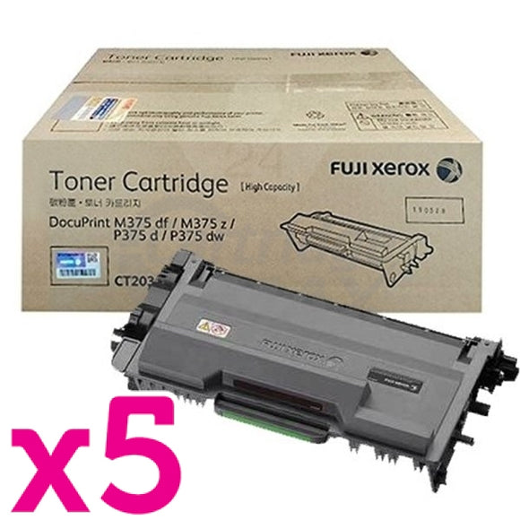 5 x Original Fuji Xerox DocuPrint M375z, P375dw, P385dw Toner Cartridge CT203109 - 12,000 pages
